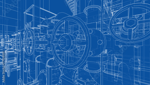 Industrial Blueprint Design. Vector