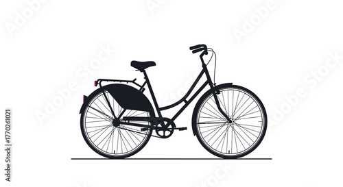 A stylish silhouette of a bicycle with a curved frame, classic design, and carrier, evoking a sense of urban lifestyle and recreational cycling.