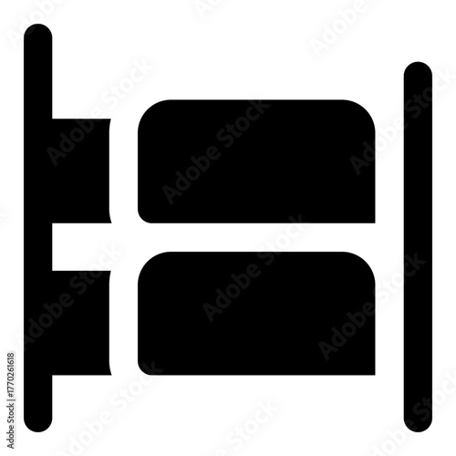 Bunk Bed Glyph Icon Vector, Solid Household and Furniture Symbol for Home Interior and Appliance Concept