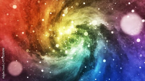 Abstract Colorful Nebula With Bokeh Particles Animation