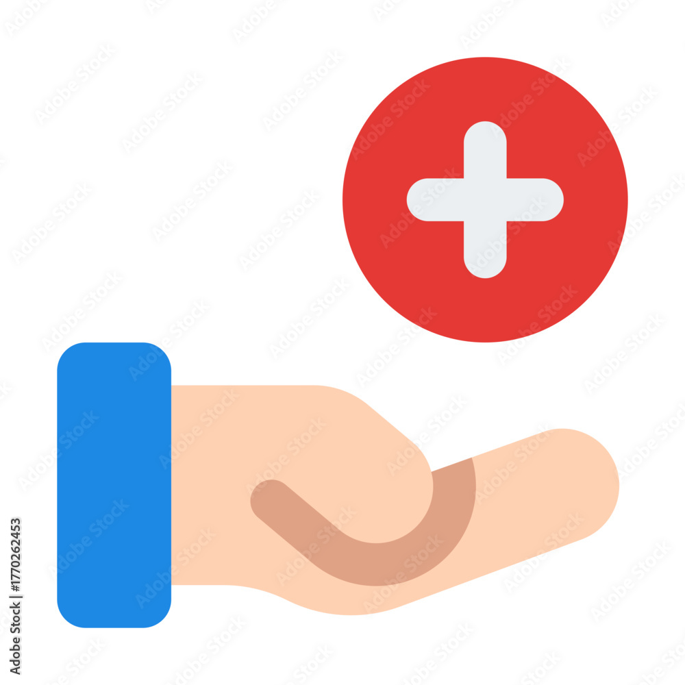 Obraz premium Hand Medical Flat Icon Vector, Colorful Medical and Healthcare Symbol for Hospital and Doctor Concept