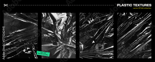 Plastic Bag Crumpled Textures Set Vector EPS10 Collection
