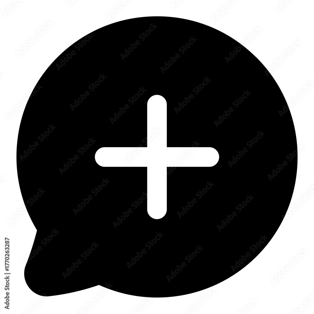 Obraz premium Add Chat Glyph Icon Vector, Solid Support and Communication Symbol for Customer Service and Chat Concept