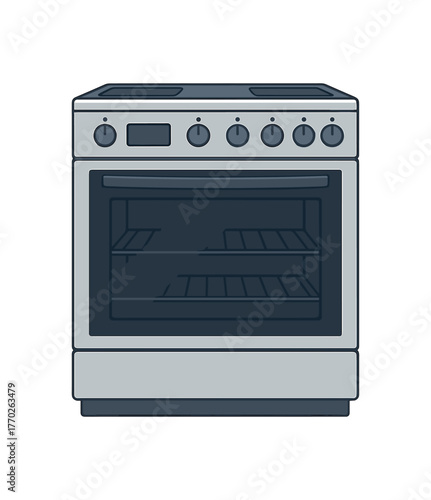 kitchen oven modern home appliances and cooking lifestyle flat vector illustration style isolated on white background