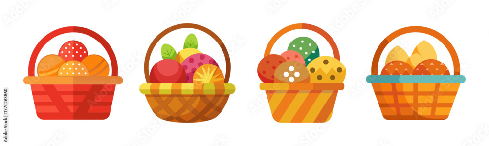 Fototapeta premium Collection of delicious food baskets ready to enjoy