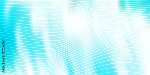 Abstract turquoise and white wave background with smooth gradient lines, modern flowing pattern design,
