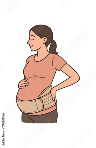 belly support band daily comfort and healthy posture flat vector illustration style isolated on white background