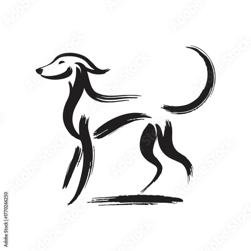 Brush Stroke Dog Vector Illustration