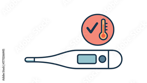 thermometer daily health monitoring and fever control flat vector illustration style isolated on white background