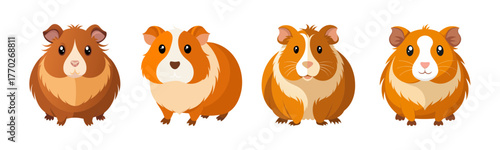 Four adorable guinea pigs cute and fluffy pets for your collection