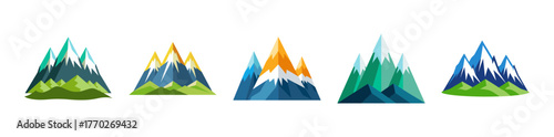 Stylized mountain range art with gradient colors isolated graphic