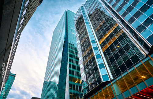 Downtown Vancouver architecture. modern glass skyscrapers. Seymour street. Vancouver, British Columbia, Canada