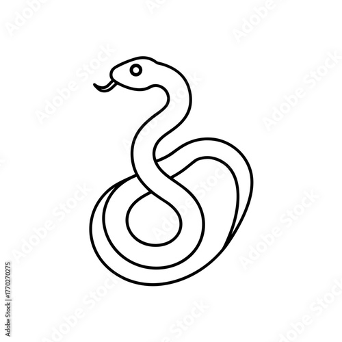 Outline drawing of a snake coil on transparent background