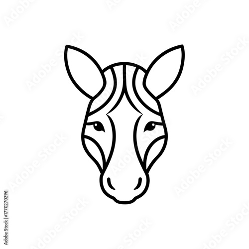 Stylized zebra head outline on transparent background