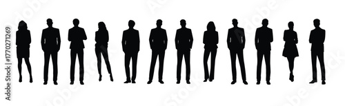 Vector UI Illustration Business People Concept. Business people man silhouette set. Black Silhouettes Business People Standing, vector illustration.