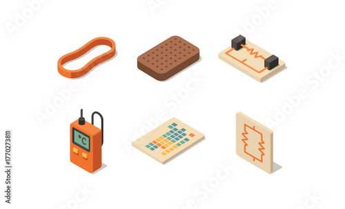 isometric icon items isolated on white background resistance training band resistance filter pad resistance welding circuit resistance temperature tester resistance isotope chart resistance