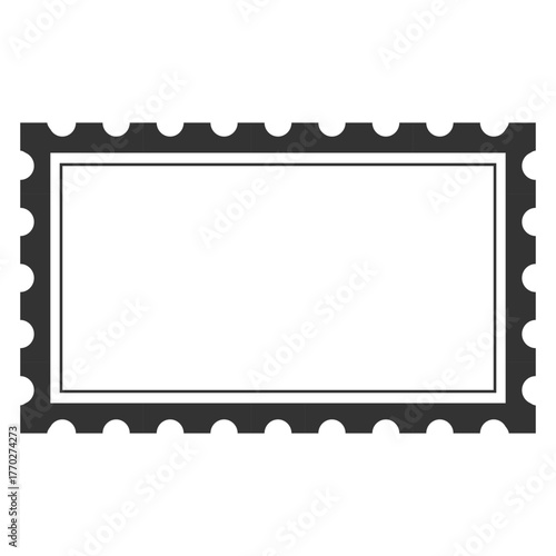 Blank Postage Stamp Template Rectangle Perforated Border