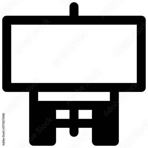 Art workshop. Outlined stroke vector icon with black-filled details.