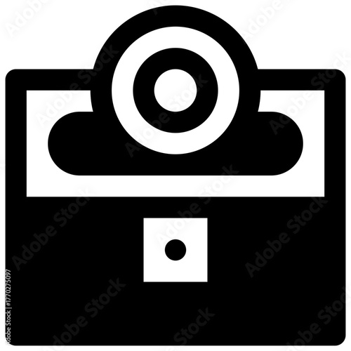 Donation box. Outlined stroke vector icon with black-filled details.