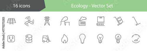 Eco friendly related thin line icon set in minimal style. Linear ecology icons.