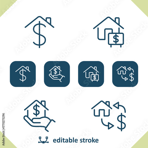 Real Estate Icons. Price, Dollar, House, Home Icon