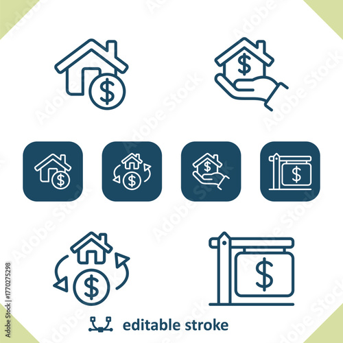 Real Estate Icons. Price, Dollar, House, Home Icon