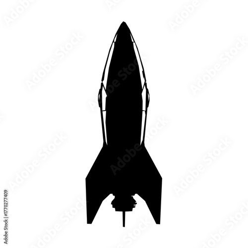 Rocket silhouette illustration, space exploration