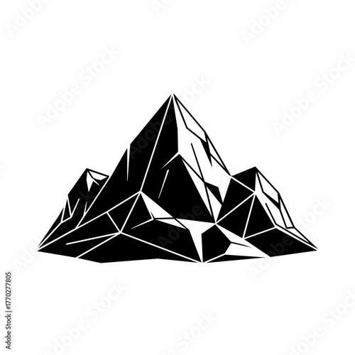 Geometric mountain range in black and white