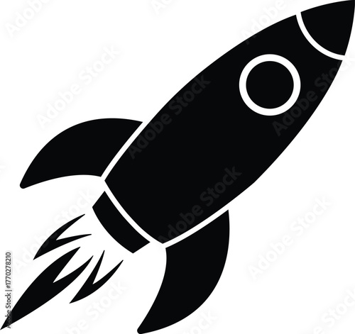 Silhouette of a Rocket Launching into Space