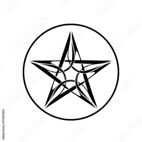 Silhouette of a pentagram in a circle