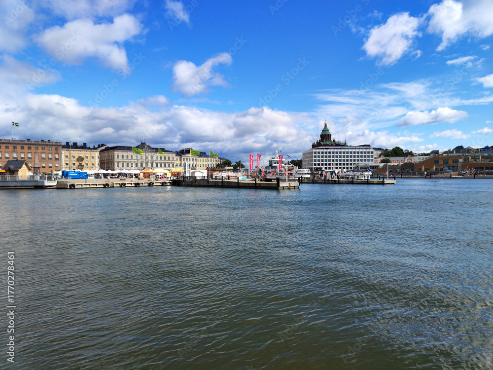 Fototapeta premium panoramic view of Helsinki seen from the cruiser