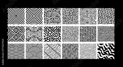 Abstract Geometric Patterns Background - Seamless Monochrome Textures for Modern Design Projects, Website Backdrops, Presentation Templates, & Creative Marketing Materials; Great for Technology, Art,