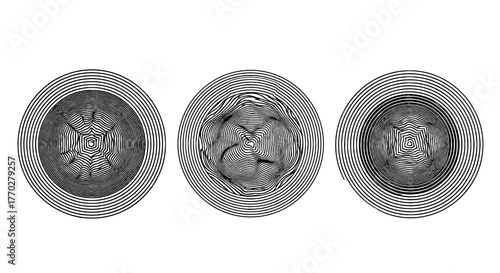 Abstract Concentric Circle Patterns Creating Hypnotic Visuals - Data Visualization, Technology Concept, Circular Design Elements for Presentations, Marketing Materials, Websites, and Digital Art - Mod