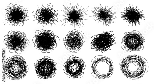 Abstract Scribble Chaos: Doodles Forming Chaotic Tangles on a White Canvas, Ideal for Stress Relief, Conceptual Designs, and Artistic Backgrounds; Perfect for Creative Marketing, Business Presentation