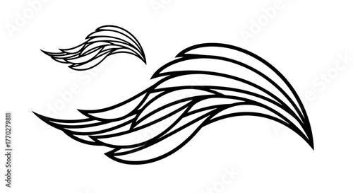Dynamic Curves Flowing in Tandem: Abstract Waves Graphic Element in Black and White for Creative Design Projects, Corporate Branding, Modern Technology Visualization, Elegant Motion Art, Decor Element