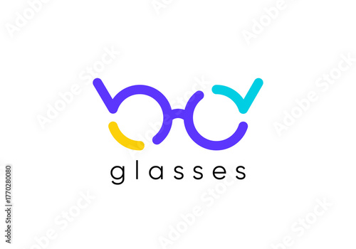 simple glasses infinity logo. optical eye store symbol design template	