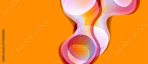 Abstract fluid shapes overlap, creating vibrant color gradients on orange backdrop. Modern design element for digital projects.