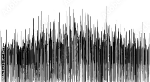 Fluctuating Data Stream Visualized: Dynamic Information Flow Depiction, Abstract Frequency Graph for Tech Presentations and Business Analytics, Modern Style, Chaotic Signal Representation, Black and W