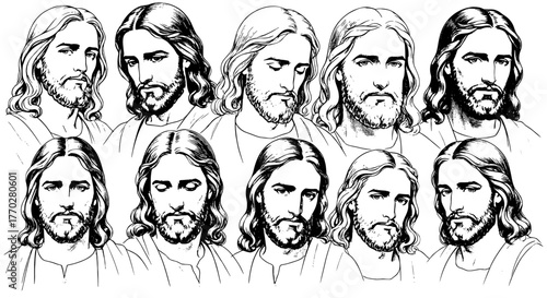 Illustrative Depictions of Jesus Christ in Contemplative Expressions Amidst Biblical Study Sessions & Religious Meditations, Providing Visuals for Theological Education, Inspiring Devotion, Spiritual