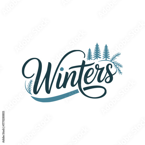 Winter lettering with Christmas tree logo