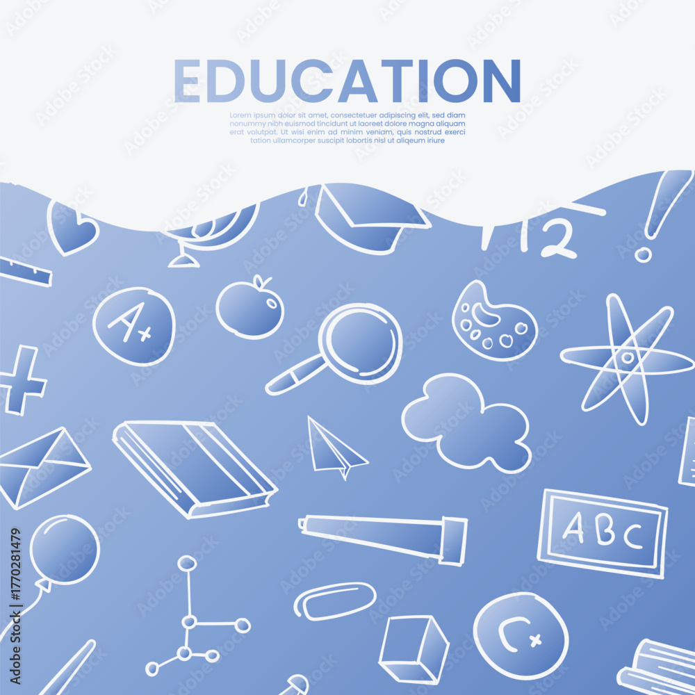 Naklejka premium Education blue background gradient banner. Vector illustration