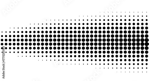 Dynamic Halftone Pattern Expanding Across White Backdrop, Perfect for Modern Graphic Design and Technology-Themed Visuals, Used in Presentations, Websites, Marketing Materials Emphasizing Innovation,