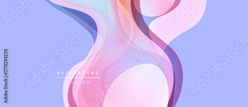 Abstract fluid shapes overlap, creating soft gradients. Lavender, pink, white hues dominate design. Modern background texture.