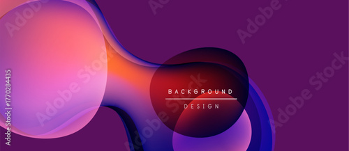 Abstract fluid shapes, vibrant colors blend. Purple, pink, blue gradients create modern background design. Smooth curves suggest movement.