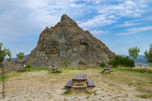 Sasso di San Zenobio rock formation in Firenzuola, Tuscany