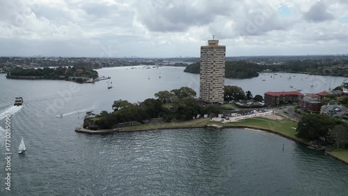 ドローン撮影されたシドニーのハーバーブリッジ周辺（ドローン撮影）