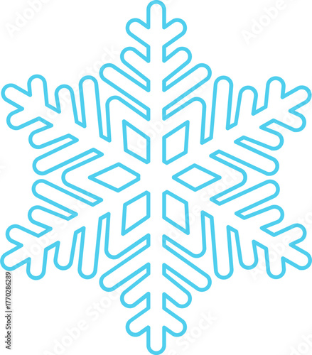 겨울 눈송이 하늘색 라인드로잉 아이콘(winter snowflake blue line drawing icon)