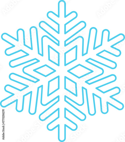 겨울 눈송이 하늘색 라인드로잉 아이콘(winter snowflake blue line drawing icon)