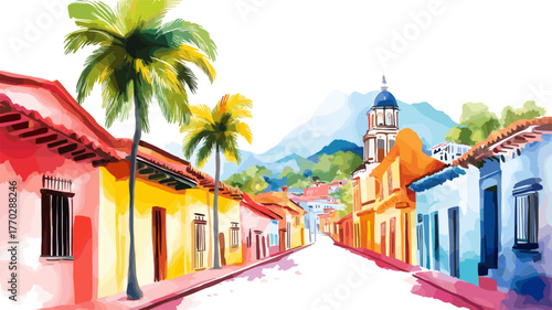 Cali Salsa capital. Cali Salsa capital hand drawn watercolor illustration