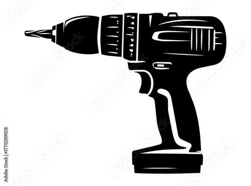 Cordless Power Drill Silhouette Vector Illustration